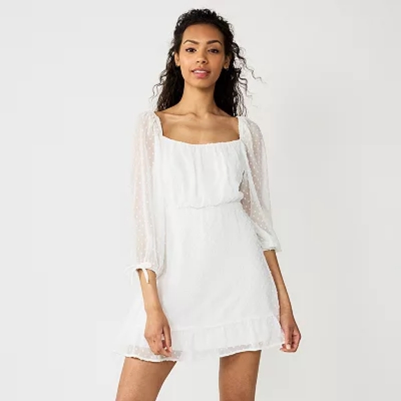 Speechless | Dresses | Nwt Juniors 34 Sleeve Mini Chiffon Open Back Dress  White Speechless | Poshmark